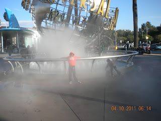 White spray of water in Universal studios