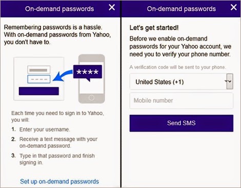 yahoo on demand passwords
