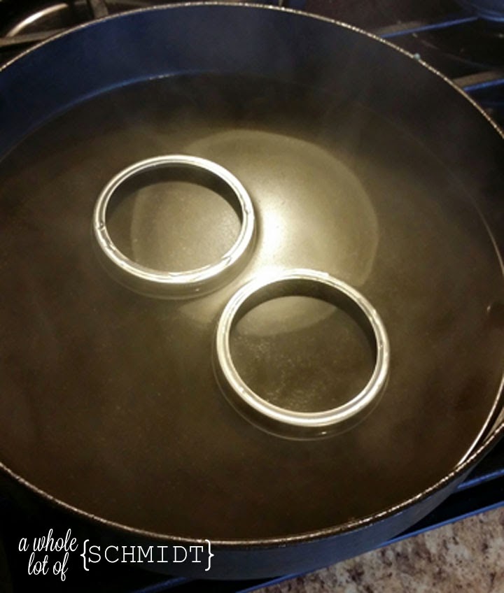 Use mason jar rings if you don't have a double boiler