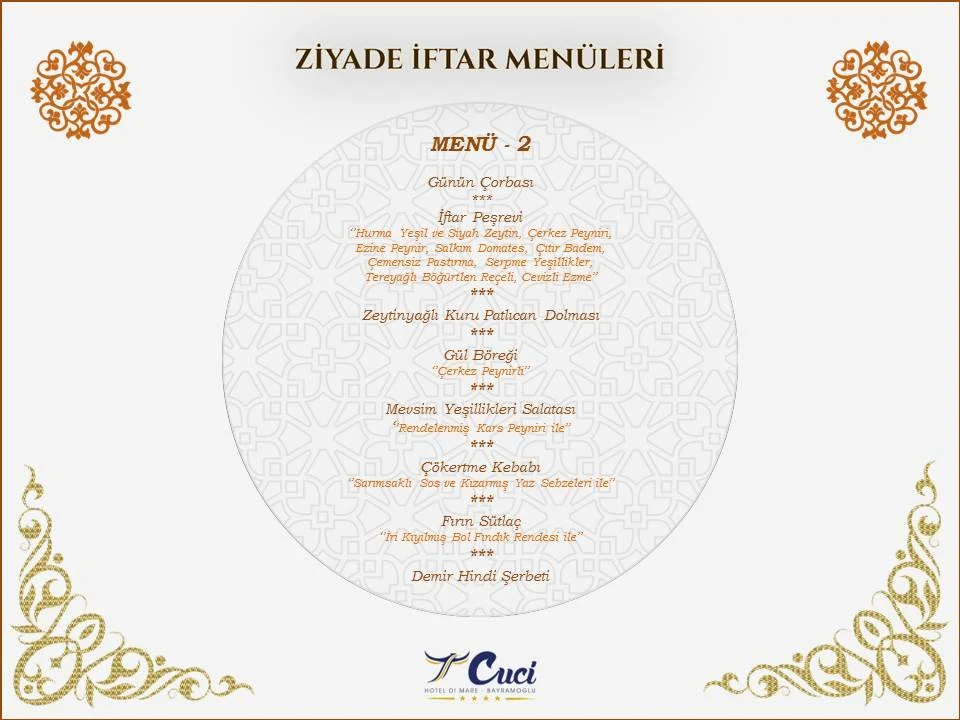 cuci hotel bayramoğlu kocaeli iftar menü fiyatlar