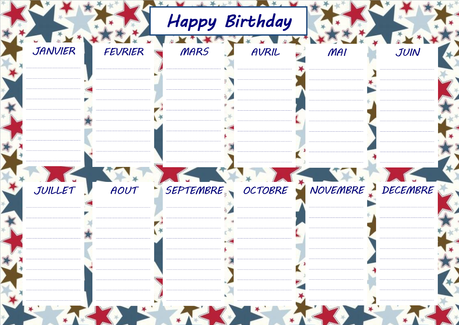 Les mercredis d'Héloïse & Apolline: Calendrier des anniversaires