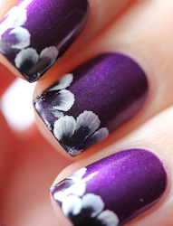 nail purple designs nails flower flowers tips acrylic manicure easy polish nailart dark french unas pretty con lavender stroke violet