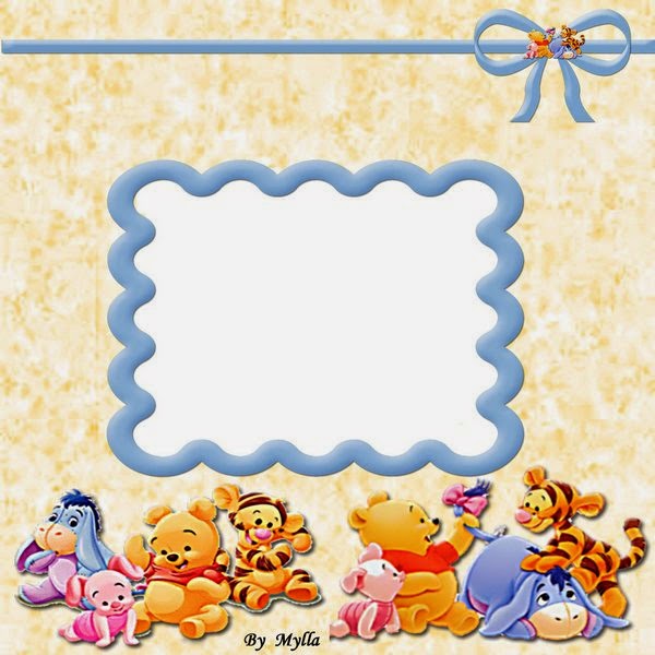 Baby Winnie the Pooh Free Printable Frames, Invitations or Cards. Oh My Baby!