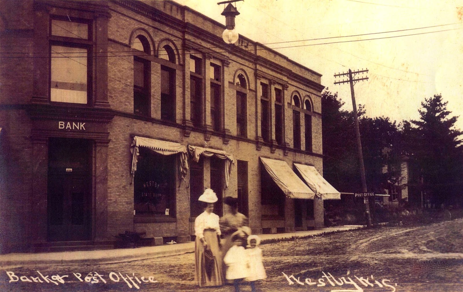Westby, Wisconsin Remembered Bank and Post Office — 1908
