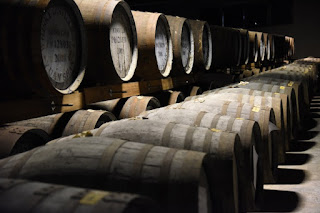 Whisky aging in oak barrels