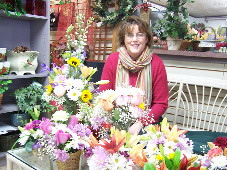 Diane at Chappell's with Vermont Recycles Flowers.