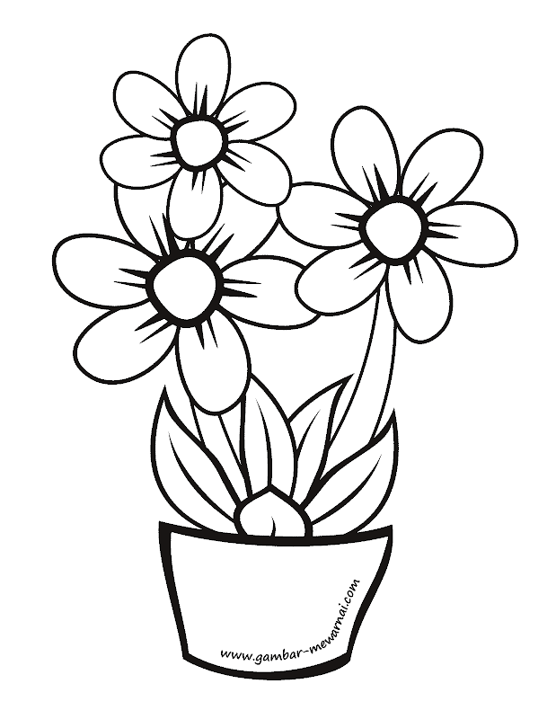 gambar mewarnai bunga dalam pot