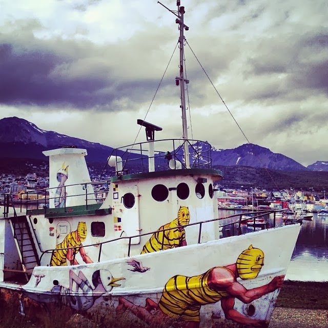 Street Art Duo Seth and JAZ paint a new boat in the land of fire aka Ushuaia, Argentina. 2
