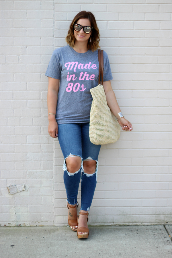 sunday vibes, made in the 80s, graphic tee, mom style, how to style a graphic tee