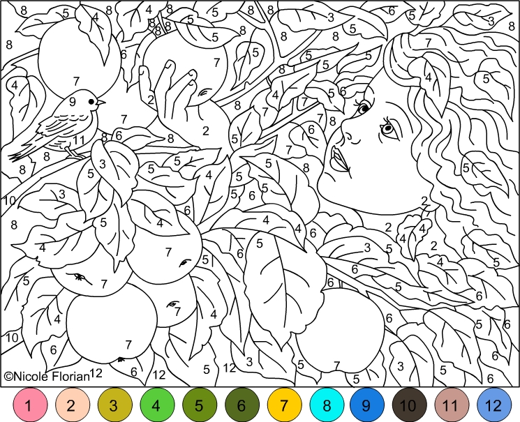 paint by numbers winter coloring pages - photo #30