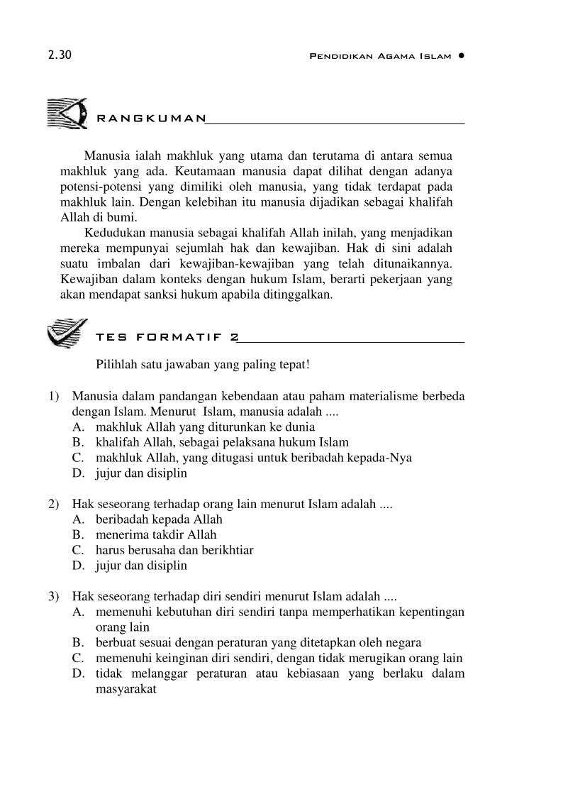 Latihan Modul 2 Pendidikan Agama Islam MKDU4221