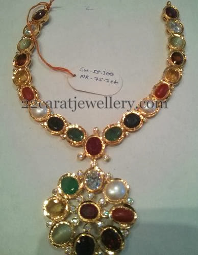Navaratan Necklace 55 Gms Weight - Jewellery Designs
