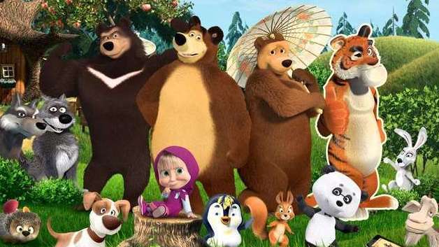 Halaman Belajar Mewarnai Kartun Anak Masha Bear Gambar