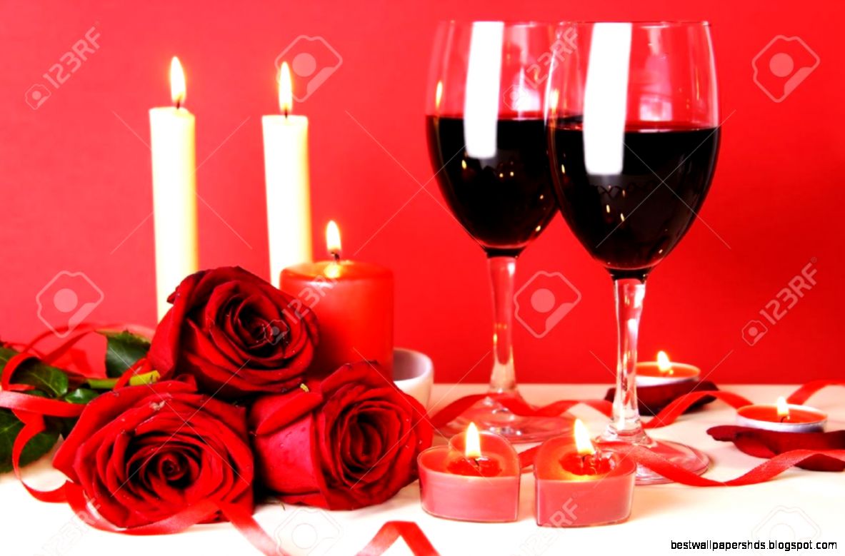 Romantic Dinner For Two With Wine Still Life Stock Photo Picture