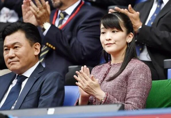 Princess Mako watched the men's singles final between Novak Djokovic of Serbia and John Millman of Australia at the Rakuten