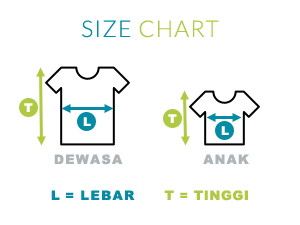 ukuran kaos Teesalonika untuk kaos anak maupun kaos dewasa