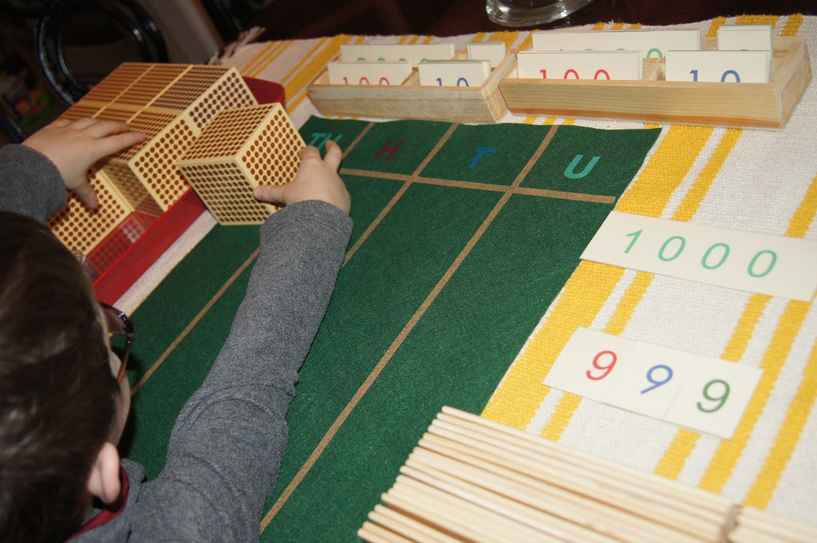 Golden Bead Subtraction, Montessori Math At Home "Making Montessori Ours"