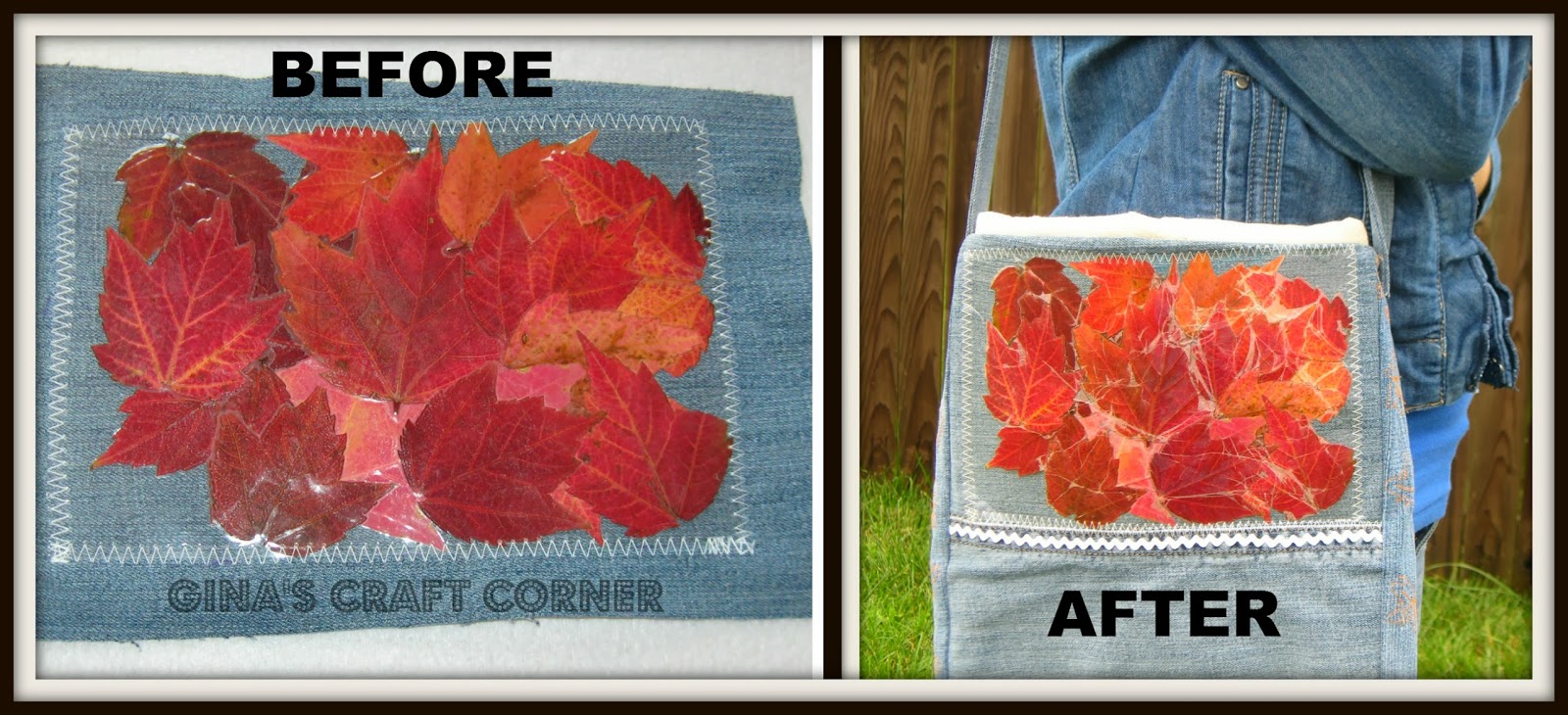 My New Fall Bag with Pressed Leaves