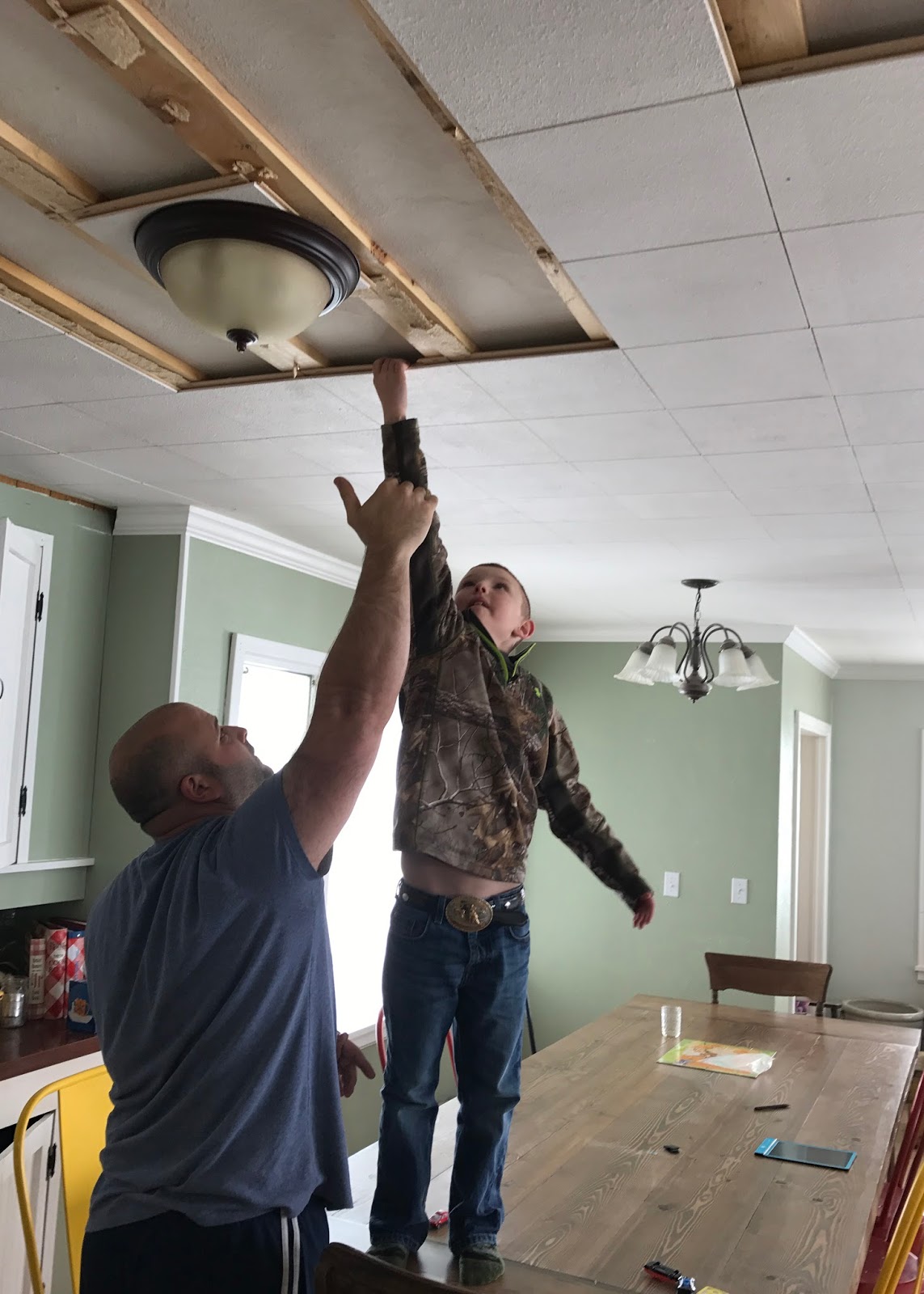 Farmhouse Ceiling Removing Ceiling Tiles Averie Lane