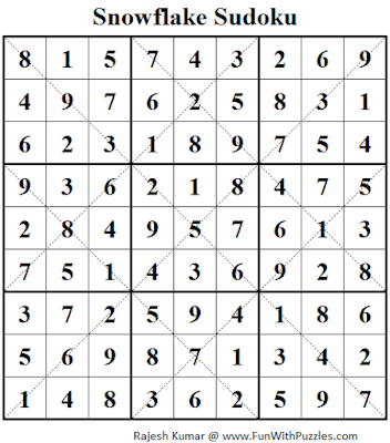 Snowflake Sudoku (Daily Sudoku League #109) Solution