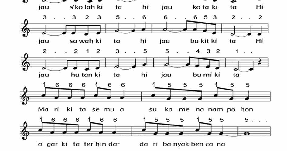 Lirik dan Birama Lagu Hijau Rumahku Hijau Bumiku Media Edukatif