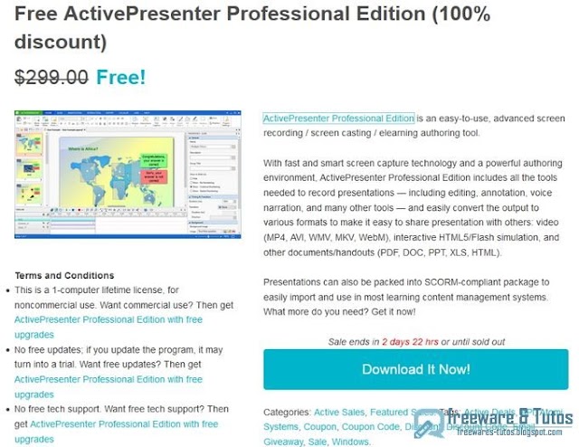 Offre promotionnelle : ActivePresenter Pro gratuit !