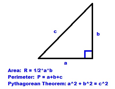 right triangle dimensions finding formula area perimeter calculator math only eddie