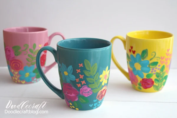 How to Paint DIY Coffee Mugs with Gloss Enamel