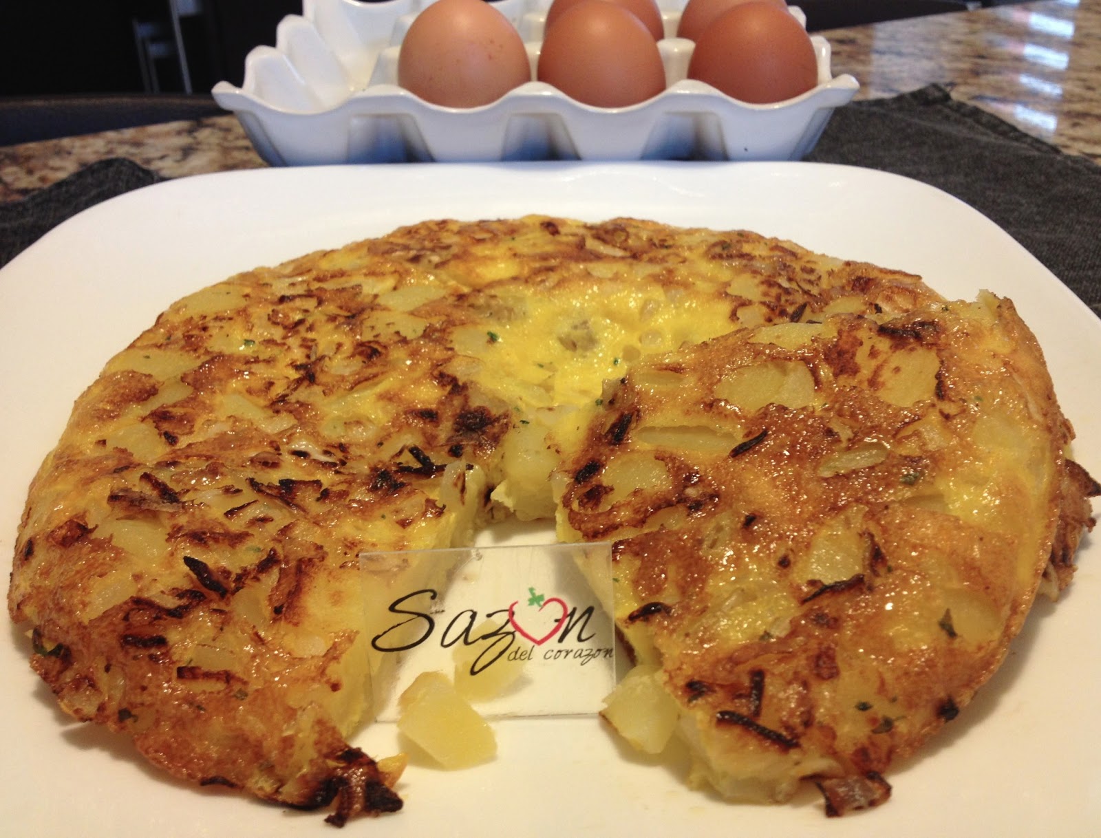 Sazón del corazón Tortilla de papa con cebolla
