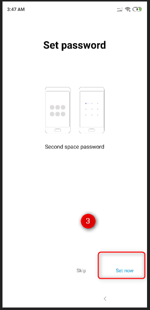set password for second space mi phone