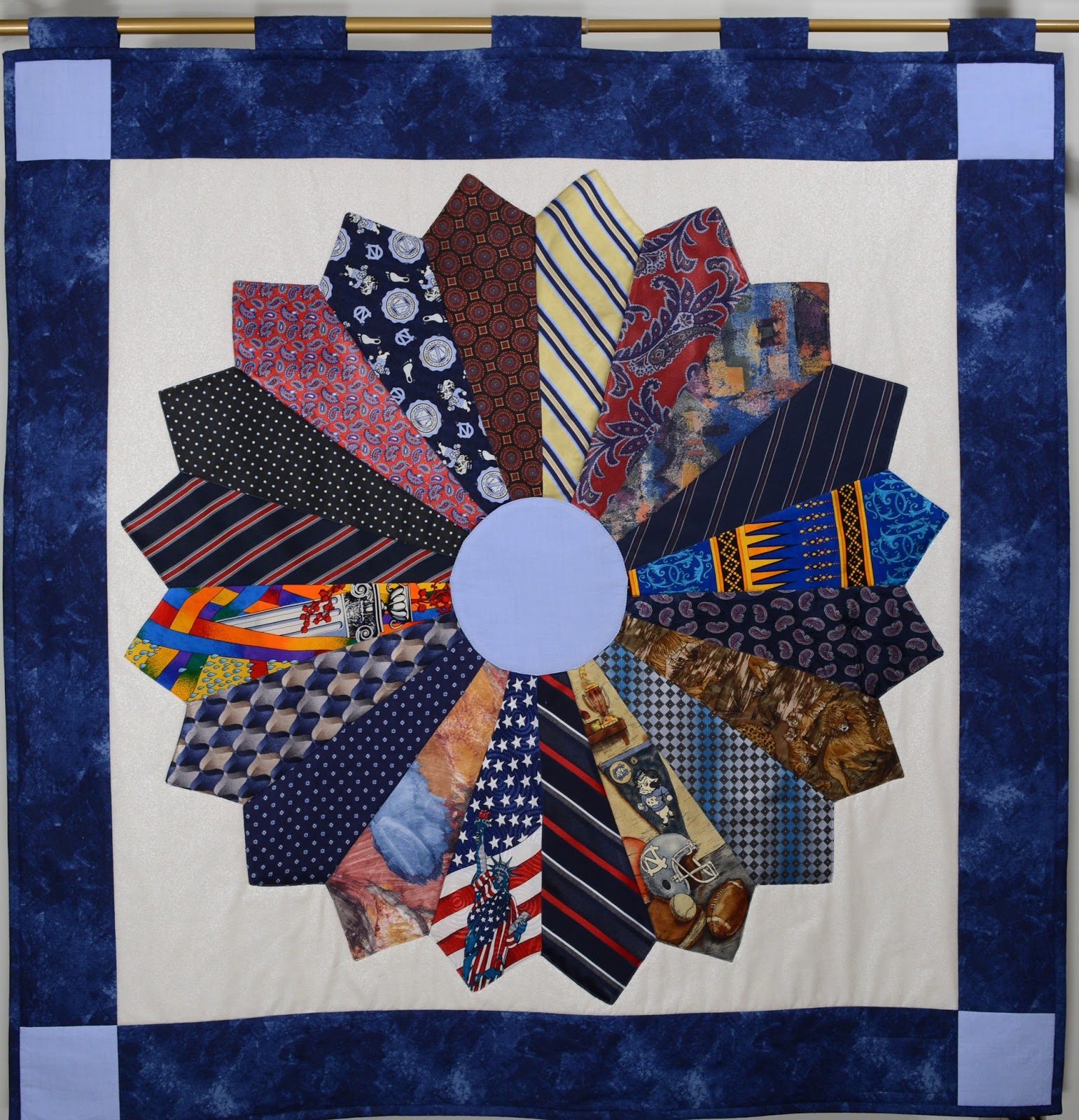 Debbie Lange Quilting: Upcycled Ties into Wallhanging - Carolina Blue