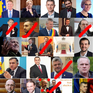 square composite of Romanian president candidates mugshots after Alba24