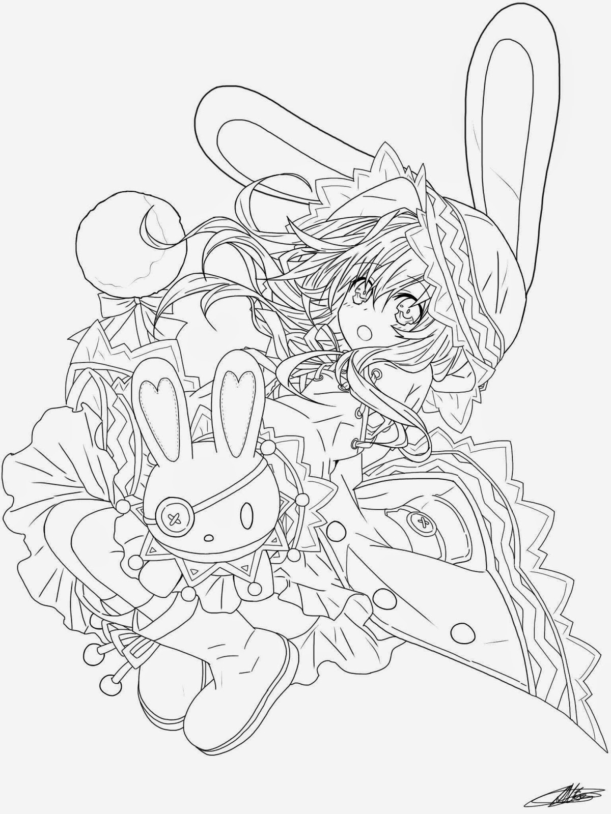 Date A Live Kurumi Tokisaki Sketch Coloring Page