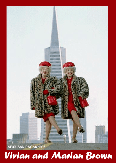 Vivian Brown and Marian Brown atop Telegraph hill in 1996.