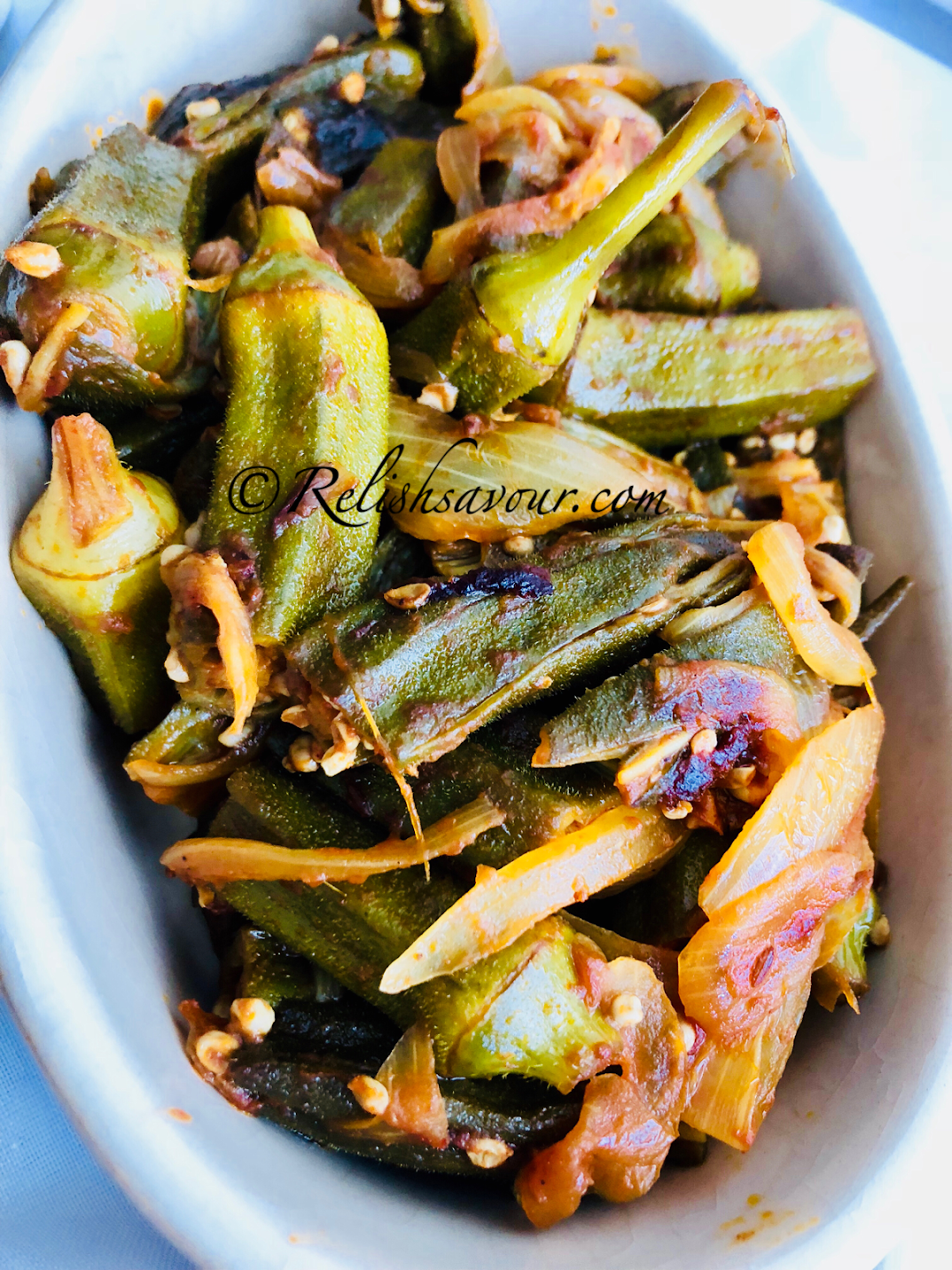 Bhindi Do Pyaza ( Okra tossed with caramelised onions)