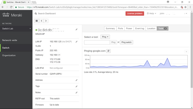 My Network Lab: Configuring Meraki MS Cloud Managed Switch