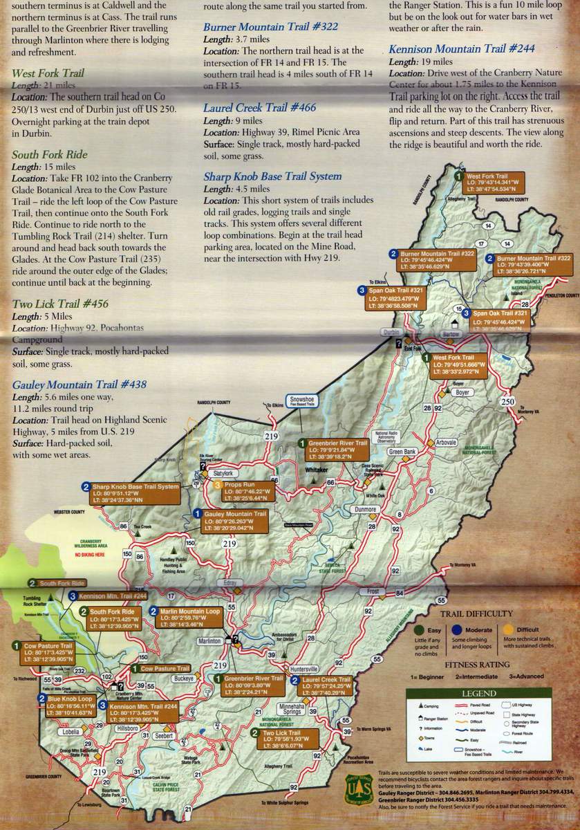 Pocahontas Brochure Archive Pocahontas Biking Trail Map