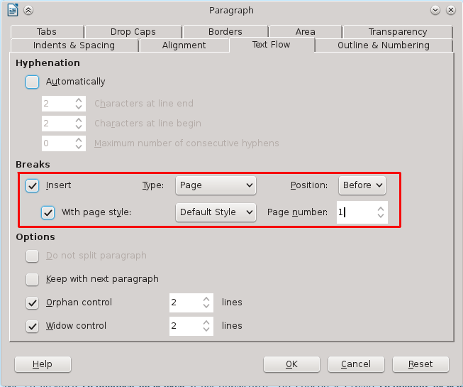 how to start page numbers on page 3