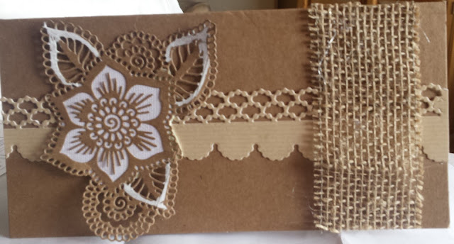 Ornate and elegant flower in Kraft card DL landscape Ornate and elegant flower in Kraft card DL landscape