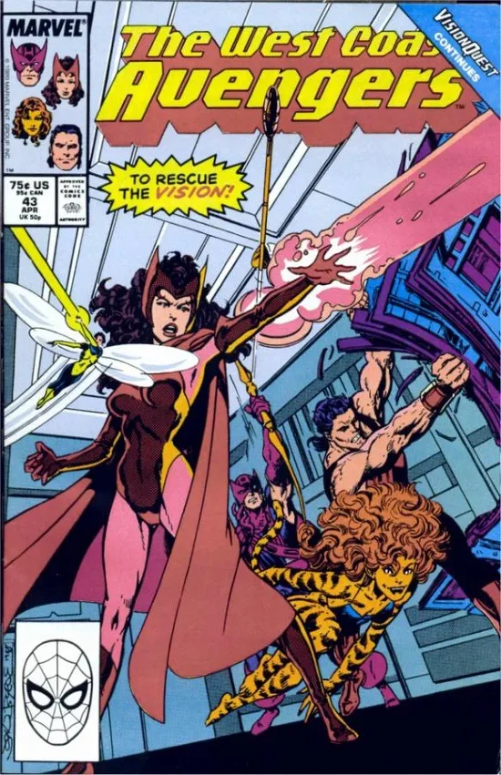 Portada de West Coast Avengers #43, por John Byrne
