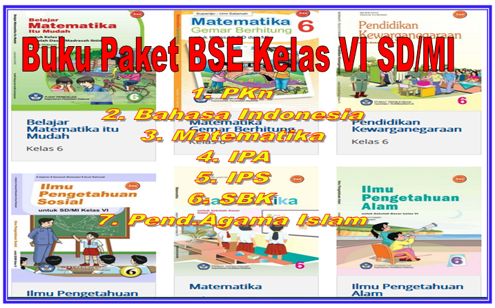 Buku Paket BSE PKn Bahasa Indonesia Matematika IPA IPS SBK Kelas 6 SD
