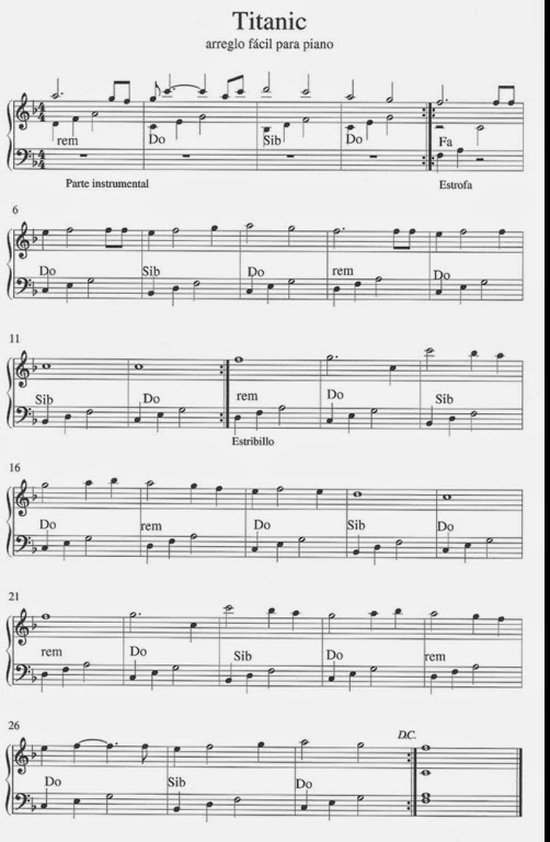 Partituras Para Piano Cancion Pelicula Titanic