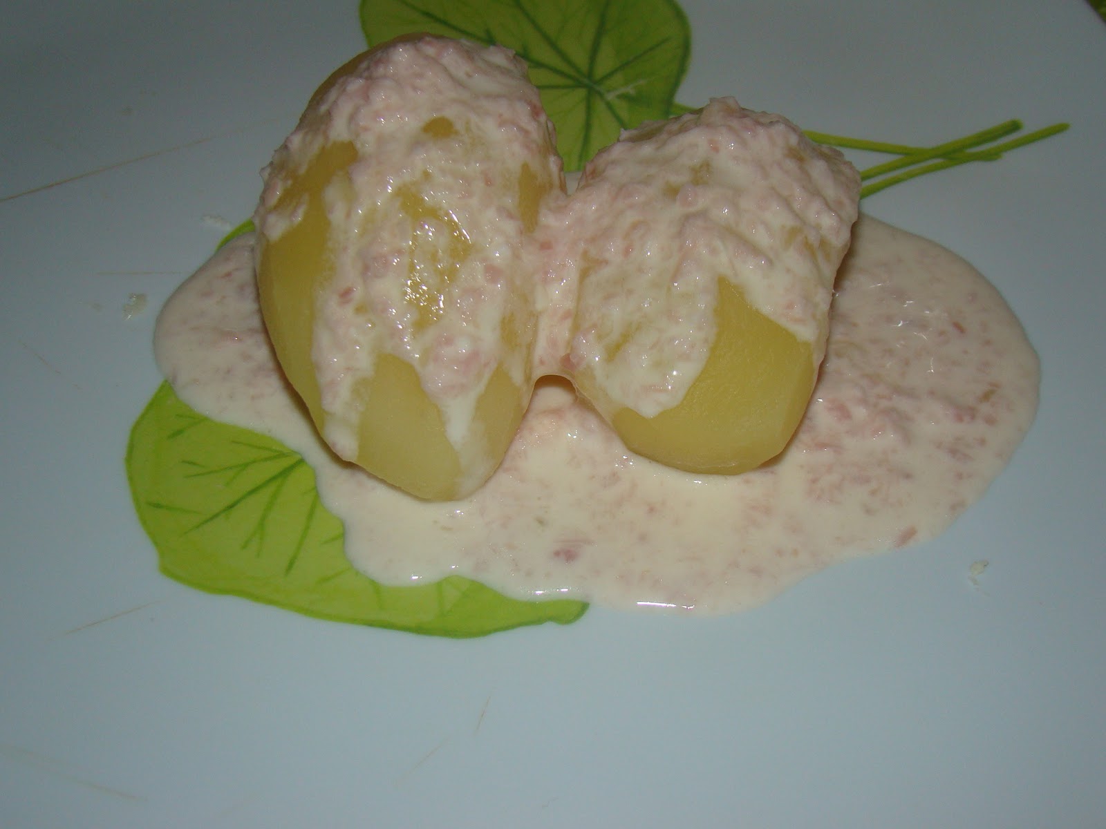 Pommes de terre sauce chèvrejambon