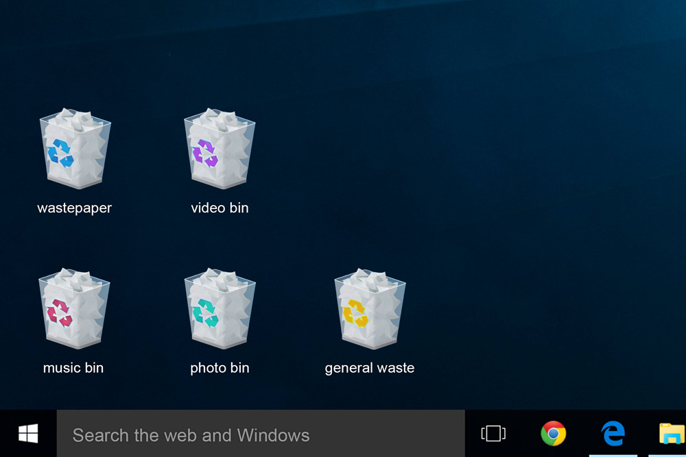 Microsoft introduces five bins to sort files for recycling Microsoft introduces five bins to sort files for recycling