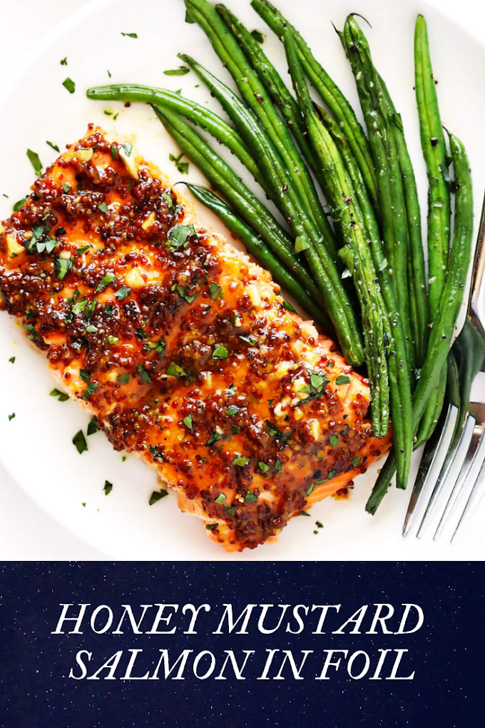 Super Delicious Honey Mustard Salmon in Foil