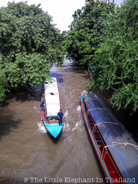 Passenger boats in Bangkok klong, Thailand