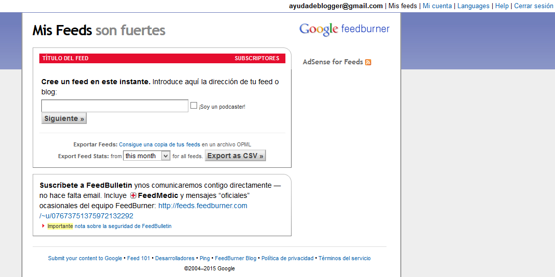 Cómo configurar RSS feed para páginas web utilizando Feedburner