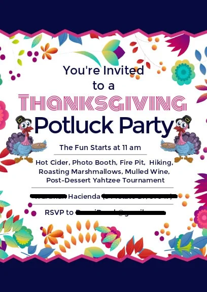 colorful invitation for thanksgiving
