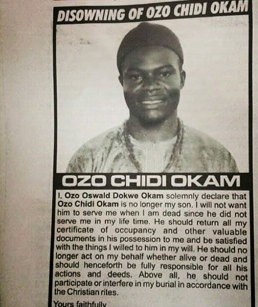 Kamify Blog Lol...Man Publish Letter, Disowning His Son