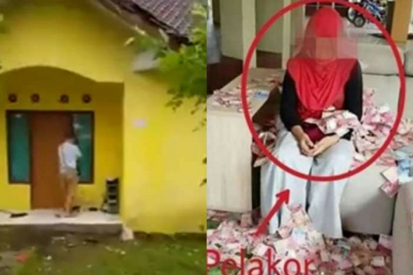 Setelah Tabur Uang, Istri Sah Ngamuk di Depan Rumah Pelakor